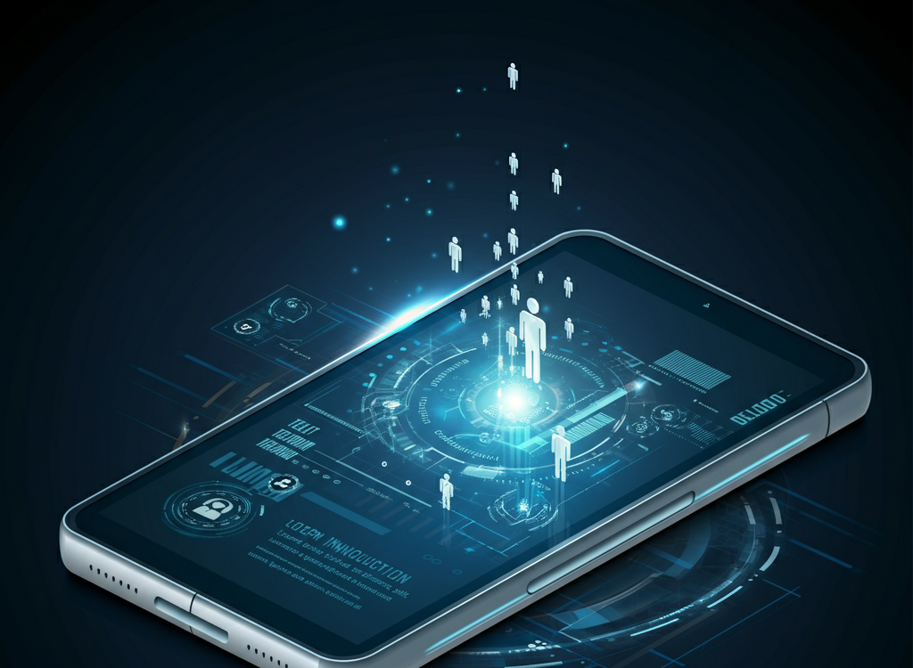 Futuristic digital interface with community network elements
